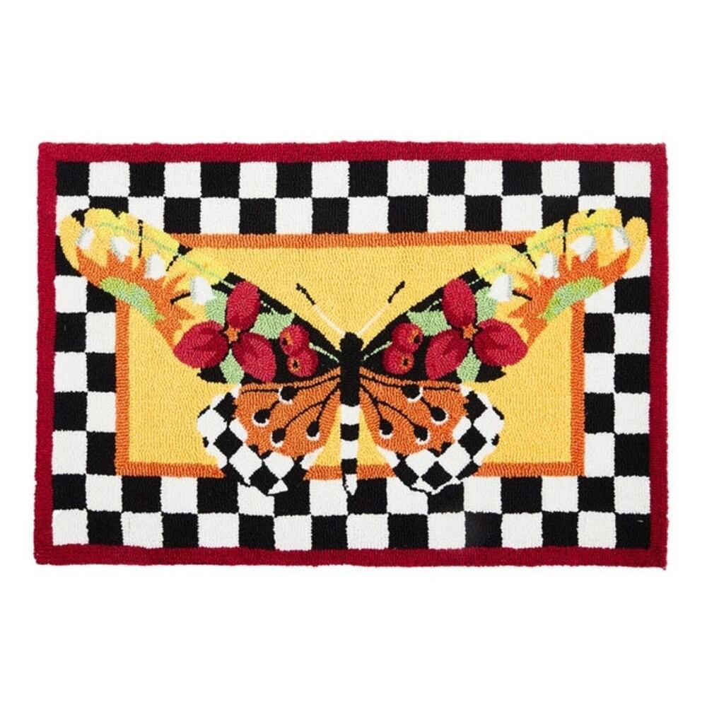 NEW Mackenzie-Childs Monarch Butterfly Rug 2' x 3'